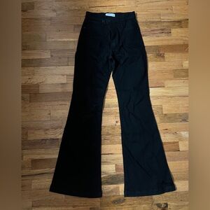 NWOT Black Abercrombie Flare Jeans, Criss Cross Button, 29 LONG, Ultra High Rise
